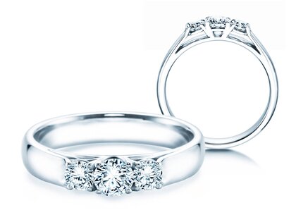 Verlobungsring 3 Stones in 14K Weißgold mit Diamanten 0,40ct G/SI