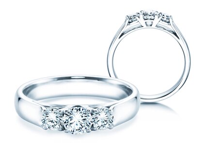 Verlobungsring 3 Stones in 9K Weißgold mit Diamanten 0,75ct G/SI