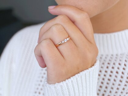 Verlobungsring 3 Stones in 14K Roségold mit Diamanten 0,20ct G/SI