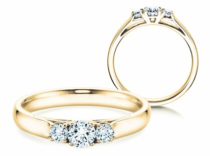 Verlobungsring 3 Stones in 14K Gelbgold mit Diamanten 0,20ct G/SI