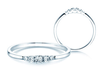 Verlobungsring 5 Diamonds in 9K Weißgold mit Diamanten 0,15ct G/SI