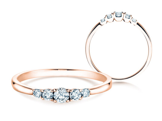 Verlobungsring 5 Diamonds in 9K Weißgold mit Diamanten 0,15ct G/SI