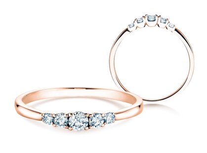 Verlobungsring 5 Diamonds in 9K Roségold mit Diamanten 0,15ct G/SI