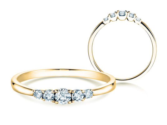 Verlobungsring 5 Diamonds in 9K Weißgold mit Diamanten 0,15ct G/SI