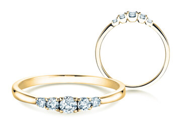 Verlobungsring 5 Diamonds in 9K Weißgold mit Diamanten 0,15ct G/SI