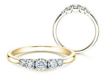 Verlobungsring 5 Diamonds in Gelbgold