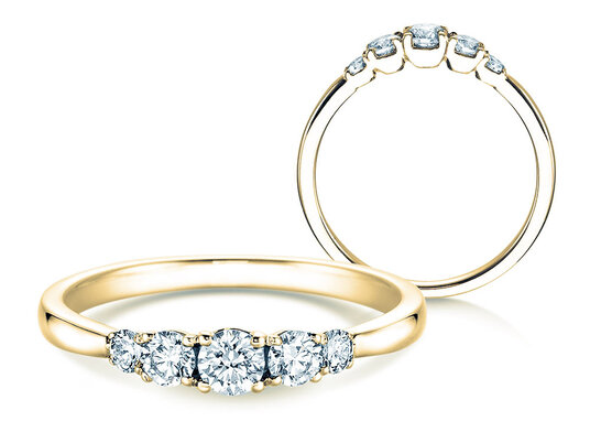 Verlobungsring 5 Diamonds in Gelbgold