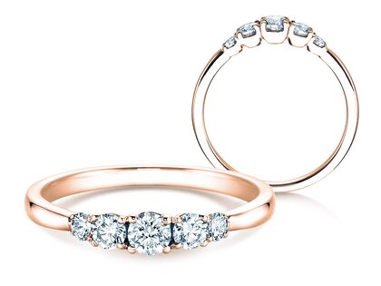 Verlobungsring 5 Diamonds in 18K Roségold mit Diamanten 0,40ct G/SI