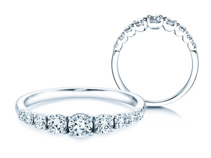 Verlobungsring 9 Diamonds in 9K Weißgold mit Diamanten 0,27ct G/SI
