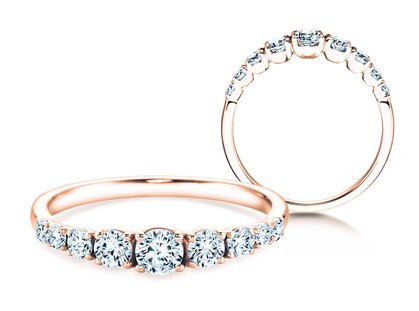Verlobungsring 9 Diamonds in 14K Roségold mit Diamanten 0,27ct G/SI