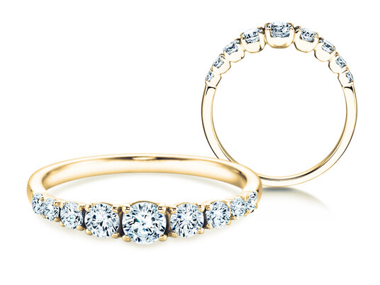Verlobungsring 9 Diamonds in 9K Weißgold mit Diamanten 0,27ct G/SI
