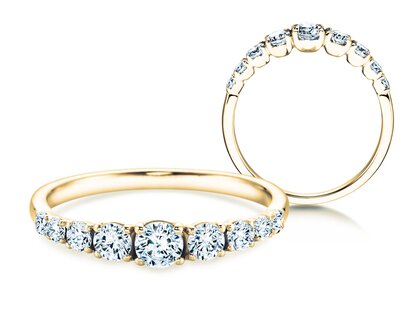 Verlobungsring 9 Diamonds in 14K Gelbgold mit Diamanten 0,27ct G/SI
