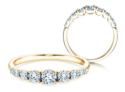 Verlobungsring 9 Diamonds in 14K Gelbgold mit Diamanten 0,43ct G/SI