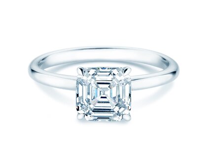 Verlobungsring Asscher Cut in 9K Weißgold mit Labordiamant 0,15ct E/VS