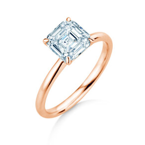 Verlobungsring Asscher Cut in 9K Roségold mit Labordiamant 0,15ct E/VS