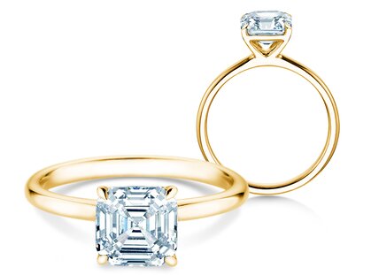 Verlobungsring Asscher Cut in 9K Gelbgold mit Diamant 1,00ct G/VS