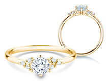 Verlobungsring Rose in 18K Gelbgold mit Diamanten 0,58ct G/SI