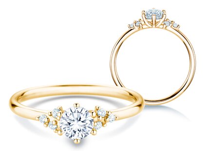 Verlobungsring Rose in 9K Gelbgold mit Diamanten 0,58ct G/SI