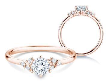 Verlobungsring Rose in 9K Gelbgold mit Diamanten 0,58ct G/SI