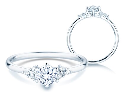 Verlobungsring Rose in 18K Weißgold mit Diamanten 0,58ct G/SI