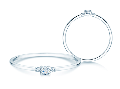 Verlobungsring Vivid Petite Cushion Cut in 14K Weißgold mit Diamanten 0,10ct G/SI