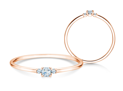 Verlobungsring Vivid Petite Cushion Cut in 14K Roségold mit Diamanten 0,10ct G/SI
