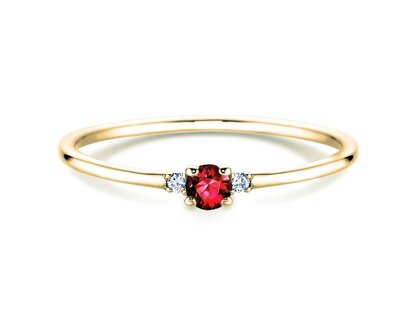 Verlobungsring Vivid Petite in 14K Gelbgold mit Rubin 0,08ct und Diamanten 0,02ct