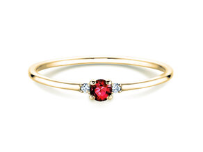 Verlobungsring Vivid Petite in 14K Gelbgold mit Rubin 0,08ct und Diamanten 0,02ct