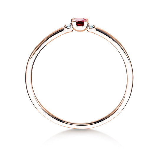 Verlobungsring Vivid Petite in 9K Roségold mit Rubin 0,08ct und Diamanten 0,02ct