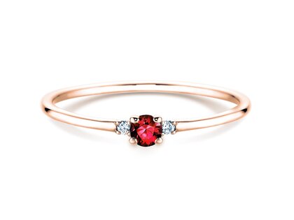 Verlobungsring Vivid Petite in 9K Roségold mit Rubin 0,08ct und Diamanten 0,02ct