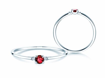 Verlobungsring Vivid Petite in 14K Weißgold mit Rubin 0,08ct und Diamanten 0,02ct