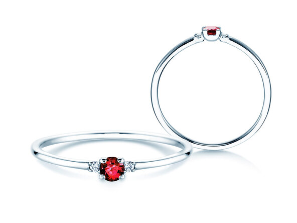 Verlobungsring Vivid Petite in Platin 950/- mit Rubin 0,08ct und Diamanten 0,02ct