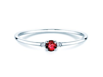 Verlobungsring Vivid Petite in Platin 950/- mit Rubin 0,08ct und Diamanten 0,02ct