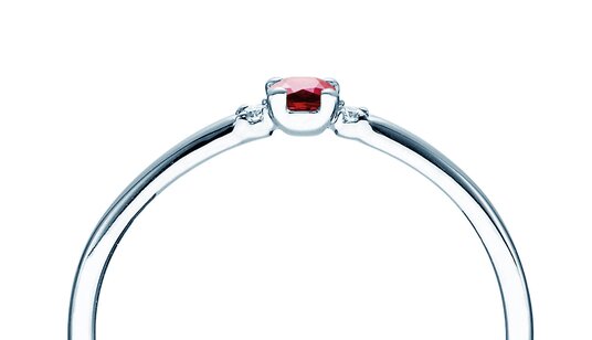Verlobungsring Vivid Petite in 9K Weißgold mit Rubin 0,08ct und Diamanten 0,02ct