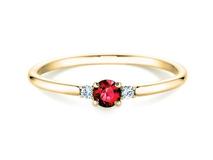 Verlobungsring Vivid Petite in 14K Gelbgold mit Rubin 0,16ct und Diamanten 0,04ct
