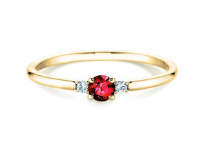 Verlobungsring Vivid Petite in 14K Gelbgold mit Rubin 0,16ct und Diamanten 0,04ct