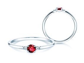 Verlobungsring Vivid Petite in 14K Weißgold mit Rubin 0,16ct und Diamanten 0,04ct