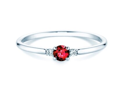 Verlobungsring Vivid Petite in 14K Weißgold mit Rubin 0,16ct und Diamanten 0,04ct