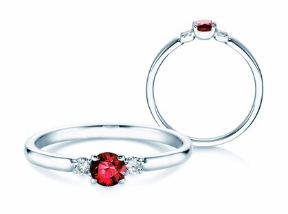 Verlobungsring Vivid Petite in 9K Weißgold mit Rubin 0,23ct und Diamanten 0,07ct