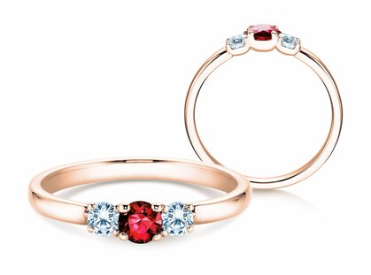 Verlobungsring Vivid Petite in 9K Roségold mit Rubin 0,20ct und Diamanten 0,20ct