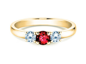 Verlobungsring Vivid Petite in 9K Gelbgold mit Rubin 0,30ct und Diamanten 0,30ct