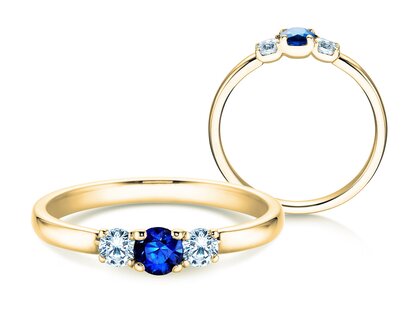 Verlobungsring Vivid Petite in 9K Gelbgold mit Saphir 0,20ct und Diamanten 0,20ct