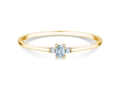 Verlobungsring Vivid Petite Emerald Cut in 14K Gelbgold mit Diamanten 0,10ct G/VS