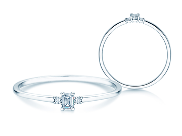 Verlobungsring Vivid Petite Emerald Cut in 9K Weißgold mit Diamanten 0,10ct G/VS