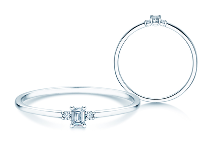 Verlobungsring Vivid Petite Emerald Cut in 14K Weißgold mit Diamanten 0,10ct G/VS