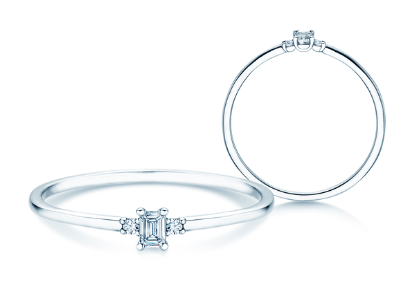 Verlobungsring Vivid Petite Emerald Cut in 14K Weißgold mit Diamanten 0,10ct G/VS