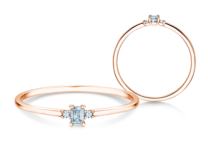 Verlobungsring Vivid Petite Emerald Cut in 9K Roségold mit Diamanten 0,10ct G/VS