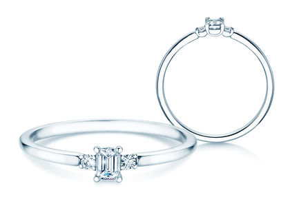 Verlobungsring Vivid Petite Emerald Cut in Platin