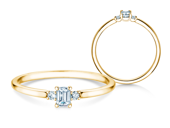 Verlobungsring Vivid Petite Emerald Cut in Gelbgold