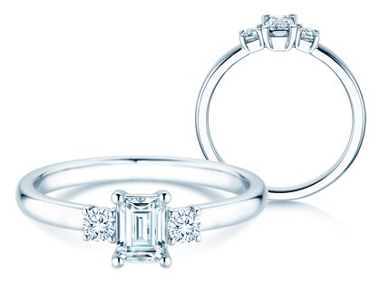 Verlobungsring Vivid Petite Emerald Cut in Weißgold
